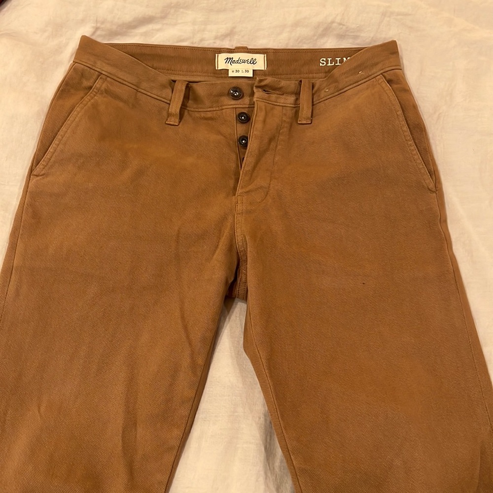 Madewell Slim Brushed Chino Pants 30x30 in Castle Brown